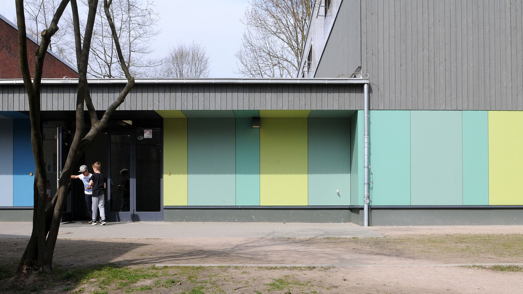 Erweiterung und Sanierung der Seitzhalle Grundschule Archenholzstraße Außenansicht Erweiterung und Sanierung der Seitzhalle Grundschule Archenholzstraße Außenansicht